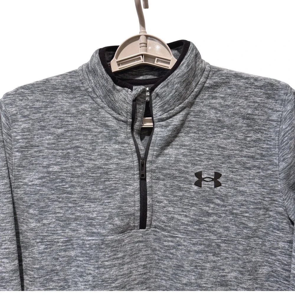 Under Armour Youth Boys Grey Heather‎ Quarter Zip Pullover Long Sleeve Shirt YLG